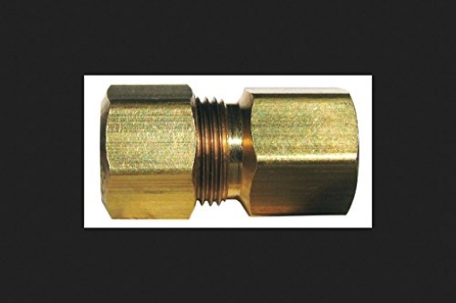 Picture of JMF COMPANY 4338257 Jmf Compression Connector 1/2 " Tube X 1/2 " Fpt Yellow Brass Bulk 400 Psi < 0.25 % Lead (PK-2-EA)