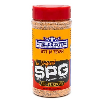 Picture of SUCKLEBUSTERS INC SBSP/005 SuckleBusters Salt Pepper Garlic SPG BBQ Rub & Seasoning: Best BBQ Rub for Grilling & Smoking Meat, Poultry, Pork, Fish and Vegetables, Gluten-Free, No MSG Shaker (14.5oz) (EA)