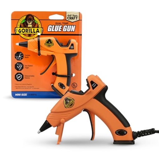 Picture of GORILLA GOR8401502 Gorilla Hot Glue Gun (Pack of 1) - Dual Temp Mini Size Hot Glue Gun with Precision Nozzle, Easy Squeeze Trigger, and Enhanced Safety Features for DIY, Craft, Repairs, and More (EA)