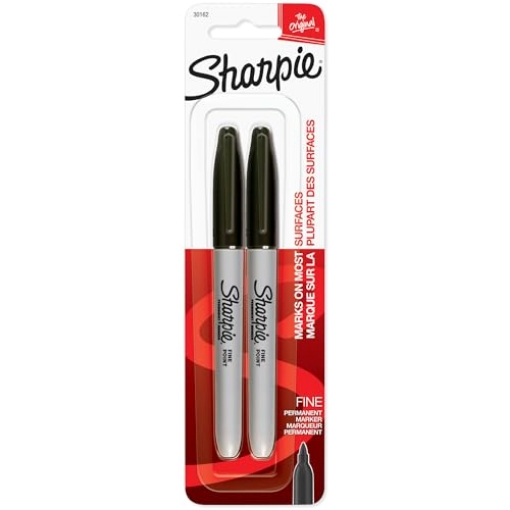 Picture of Sharpie 30162PP Sharpie® Permanent Fine-Point Markers, Black, Pack Of 2 Markers (PK-6-EA)