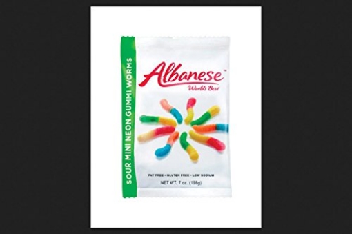 Picture of ALBANESE 53356 Albanese Mini Neon Worms 5 Sour Fruit Flavors Gummi Candy 7 oz. (PK-12-EA)