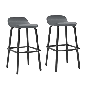 Picture of SUNCAST BMBS2PK Suncast Outdoor Modern Resin Patio Bar Stools with Footrest, Set of 2 Weather-Resistant Bar-Height Chairs for Patio Bar, Cool Gray, Made in The USA (EA)
