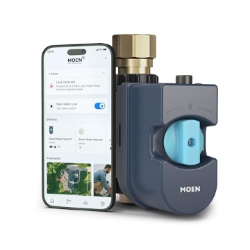 Picture of Moen 900-006 Moen Flo Smart Water Monitor and Automatic Shutoff Sensor, Wi-Fi Connected Water Leak Detector for 1-Inch Diameter Pipe, 900-006 (EA)