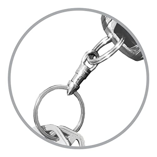 Picture of KEYSMART LLC KS848-SS KeySmart KeyConnect Mini Carabiner Clip with Swivel Clasp Lobster Hook - Stainless Steel Small Locking Carabiner Keychain Connector - Swivel Carabiner Keyring for Keys, Lanyard Clips, Small Dog Collar (EA)