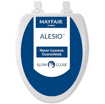 Picture of MAYFAIR BY BEMIS 164SLOW-000 Mayfair Alesio II Slow Close Toilet Seat, Easy Clean Hinges and Adjustable Perfect Fit Wood Seat, Made in USA, Elongated, White (EA)