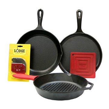 Picture of Lodge Cast Iron L6SPA41 Lodge Essential Pan Set, 7-Piece, Black (EA)