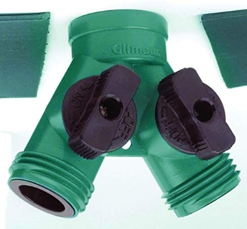 Picture of Gilmour 800174-1002 Fiskars Gilmour Polymer Threaded 2 Male/1 Female Y-Hose Connector with Shut Offs (PK-12-EA)