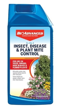 Picture of SBM LIFE SCIENCE CORP 820065B BioAdvanced 3 in 1 Insecticide & Fungicide for Plants, Disease & Plant Mite Control, Concentrate, 32 FOZ (EA)