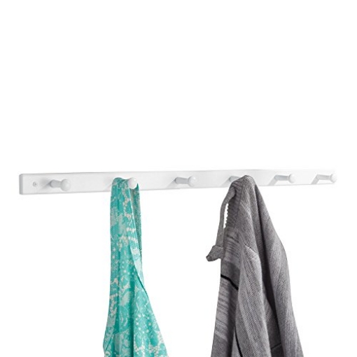 Picture of IDESIGN 91529 iDesign Wooden Wall Mount 6-Peg Coat Rack for Hanging Jackets, Leashes, Purses, Hats, Scarves, Bags in Mudroom, Kitchen, Office, 32.5" x 1.5" x 0.75", White (EA)