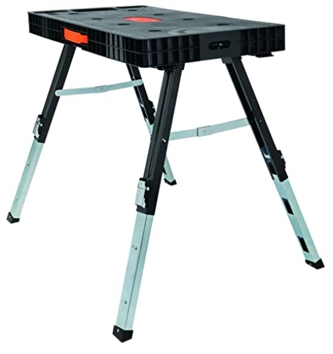 Picture of OMNITABLE E0130145 Disston Omni Plus 5 in 1 Workbench, Clamping Table, Scaffold, Dolly and Creeper All in one Work Table Orange/Black (EA)