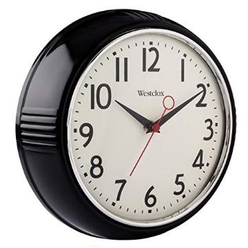 Picture of WESTCLOX(R) 32042BK Westclox 32042BK 1950's Retro Black Case Convex Glass Clock, 9.5-Inch (EA)