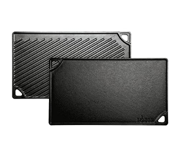 Picture of Lodge Cast Iron LDP3 Lodge Reversible Cast Iron Grill/Griddle – 9.5 x 16.75 Inch Pre-Seasoned Cooking Surface – Flat & Ribbed Sides – Use on Stove, Grill, or Campfire – Made in the USA – Heavy-Duty, Black (EA)