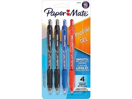Picture of SANFORD PAP2095469 Paper Mate Profile Gel Pen, Retractable, Medium 0.7 Mm, Assorted Ink And Barrel Colors, 4/pack (PK)