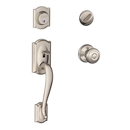 Picture of Ingersoll Rand F60GCAM619GEO Schlage Camelot / Georgian Satin Nickel Brass Single Cylinder Handleset and Knob 1 Grade Right or Left Handed (EA)