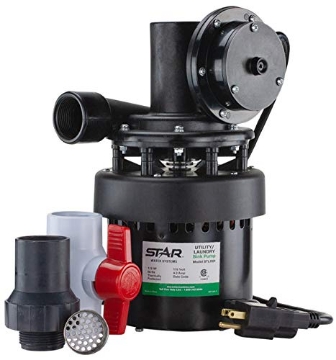 Picture of STAR WATER SYSTEMS STL001 Star STL001 Automatic Utility/Laundry Sink Pump (1/3 HP) Mounts Directly Under Sink Tub, Heavy-Duty Thermoplastic, 115V, Includes Drain Screen, Check Valve & Ball Valve (EA)