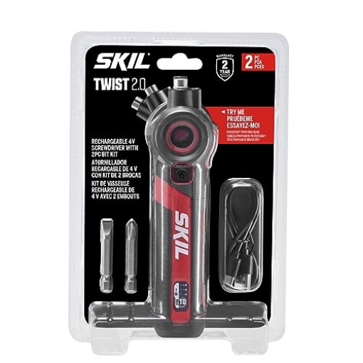 Picture of Skil SD5619-01 SKIL Twist 2.0 Rechargeable 4V Screwdriver with Pivoting Head, Torque Setting, USB-C Charging Cable & 2PC Bit Set-SD5619-01 (EA)