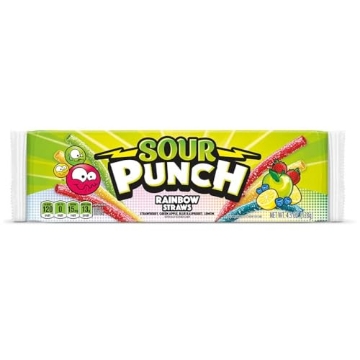 Picture of AMERICAN LICORICE COMPANY 8791 American Licorice Company Sour Punch Rainbow Straws Candy 4.5 oz - Total Qty: 2424 (PK-24-EA)