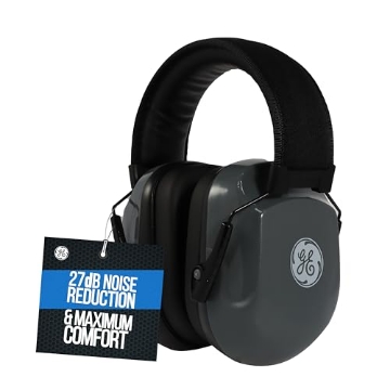 Picture of General Tools Mfg Co In GM452 GE Protective Earmuff for Noise Reduction, NRR 27dB Hearing Protection, Adjustable & Sound Proof Earmuffs for Shooting, Work, Industrial & Construction Noise Protection. ANSI S3.19-1974 (Gray/Black) (EA)