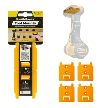 Picture of S TM-DW18-YLW-4 StealthMounts Tool Holder Compatible with DeWalt 20v/60v (4 Pack) - Yellow | StealthMounts Locking Tool Mounts | Made in The UK (EA)