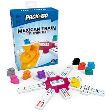 Picture of SPIN MASTER 6065140 Pack & Go Mexican Train Dominoes from Spin Master Games Portable Dominoes Set Kids Games Classic Board Games for Adults and Kids Ages 8 and up (EA)