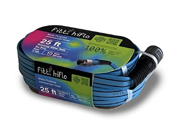 Picture of FITT USA INC FFH51225 FITT HiFlo Water Hose, Lightweight Ultra Flexible Durable Kink-Free Flat Multipurpose Garden Hose, Easy to Use and Long-lasting Performance, 25-Feet (EA)