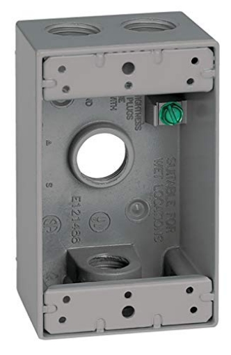 Picture of SIGMA ENGINEERED SOLUTIONS 14253 SIGMA ENGINEERED SOLUTIONS 14253 One-Gang Metal Electrical Outlet Box, Weatherproof, Gray, (4) 3/4-Inch Holes (EA)