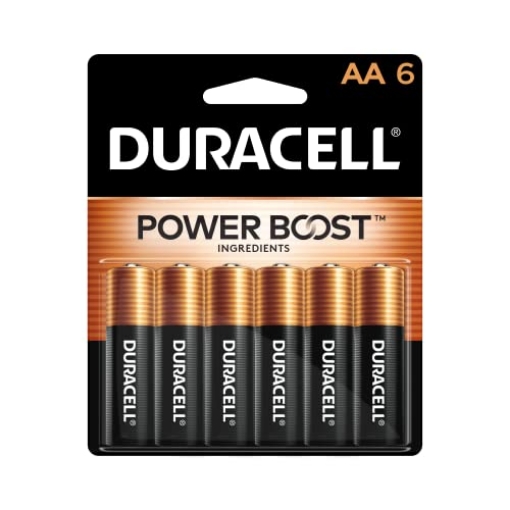 Picture of DURACELL(R) MN1500B6 Duracell Coppertop AA Batteries with Power Boost Ingredients, 6 Count Pack Double A Battery with Long-lasting Power, Alkaline AA Battery for Household and Office Devices (EA)