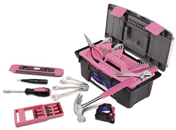 Picture of APOLLO TOOLS DT9773P Apollo Tools 53 Piece Household Tool Set Includes Tools and Tool Box with a Selection of Most Needed Tools for Basic DIY Repairs, Maintenance and Crafts - Pink Ribbon (EA)