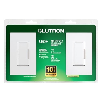 Picture of LUTRON ELECTRONICS CO MACL-153MLRHW-W Lutron Maestro LED+ Dimmer Switch Kit for Dimmable LED, Halogen and Incandescent Bulbs, 150W/3-Way or Multi-Location, MACL-153M-RHW-WH, White (EA)