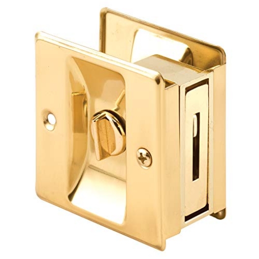 Picture of Prime N 6771 Prime-Line 161495 Polished Brass Privacy Lock with Pull Pocket Door Lock (Single Pack) (EA)