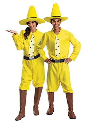 Picture of Disguise DG125179ADSM Disguise Unisex Adults Man in the Yellow Hat Costume, Official Curious George and Hat, Adult Sized Costumes, As Shown, One Size Small US (EA)