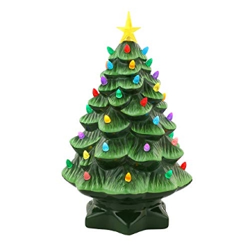 Picture of MR CHRISTMAS INC 19649AC Mr. Christmas Nostalgic Ceramic Christmas Tree with LED Lights Indoor Decoration, 14 Inches, Green (EA)