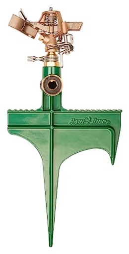 Picture of Rain Drip 25PJLSP Rain Bird 25PJ Brass Impact Sprinkler, Green, Adjustable 20°-360° Pattern, 20'-41' Spray Distance (PK-5-EA)