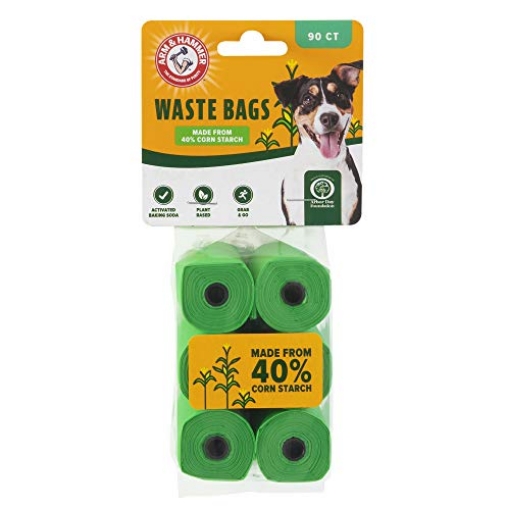 Picture of Arm & Hammer 71091 Arm & Hammer Durable Disposable Dog And Cat Waste Bags With Activated Baking Soda, 90 Dog Poop Bags, Plant-Based 9 x 14 Inches (EA)