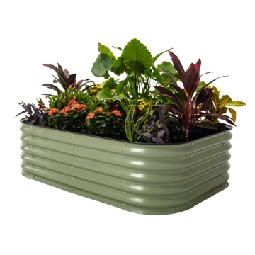 Picture of VEGO GARDEN INC VB6N117G Vego garden Raised Garden Bed Kits, 17" Tall 6 in 1 Modular Metal Raised Planter Bed for Vegetables Flowers Patio Ground Planter Box-Olive Green (EA)