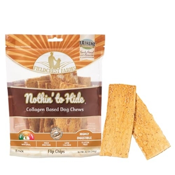 Picture of FIELDCREST FARMS 172 Fieldcrest Farms Nothin to Hide Flip Chips Dog Chews - Natural Rawhide Alternative Treats for Dogs, Collagen Based Snack for Moderate Chewers Up to 35lbs, Peanut Butter Flavor -1 Pack (8 Chips) (EA)