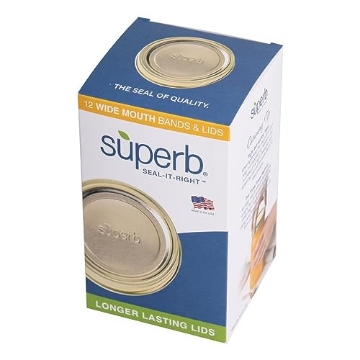 Picture of SUPERB SEALING SOLUTIONS LLC 90306 Superb Sealing Solutions Canning Lids and Bands - Mason Jar Wide Mouth Lid Toppers Fit Ball and Kerr Jars, 3.25 inch Food Grade with Thick Seals, USA Made, 12 Count (PK-12-EA)