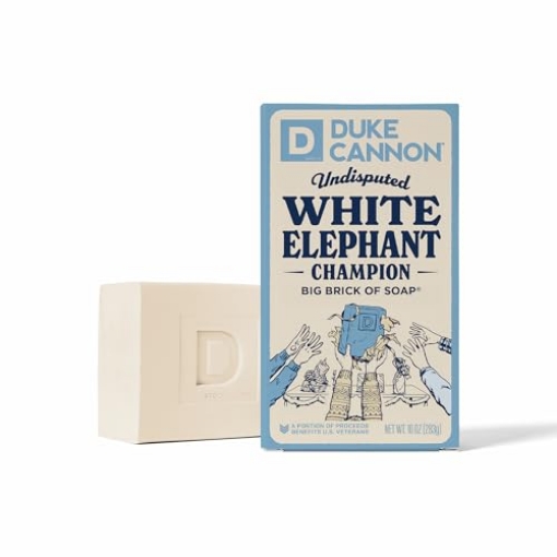 Picture of DUKE CANNON - BSBA-ELPHNT10 Duke Cannon Supply Co. White Elephant Bar Soap - 10oz Large Soap Brick with Citrus Musk Scent - Holiday Gag Gift, Funny White Elephant Gift Idea (EA)