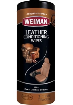 Picture of Weiman Products, LLC 91 Weiman Leather Cleaner & Conditioner Wipes With UV Protection, Prevent Cracking Or Fading Of Leather Couches, Car Seats, Shoes, Purses - 30 ct (EA)