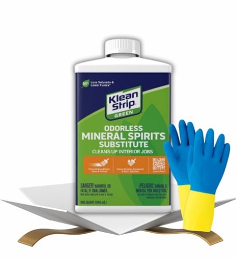 Picture of Klean-Strip QKGO753 Klean Strip Green Odorless Mineral Spirits - Mineral Spirits for Wood & Cleaning - Odorless Paint Thinner for Oil Painting - Reliable for Pro's & DIY'ers - Cleans Tools & Equipment - 1 Qt (PK-4-EA)