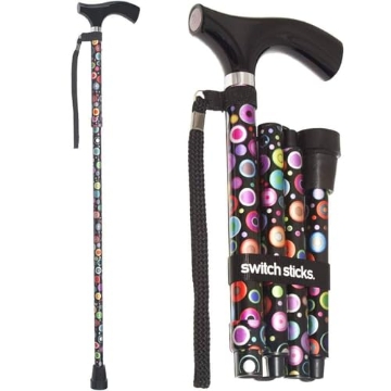 Picture of DMS HOLDINGS INC. 502-2000-5100 Switch Sticks Walking Cane for Men or Women, Foldable and Adjustable from 32-37 Inches, FSA and HSA Eligible, Bubbles (EA)