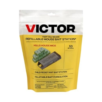Picture of Victory Innovations Co. M922 Victor Fast-Kill Brand Refillable Mouse Poison Bait Station - 10 Baits - M922 - 10 Mouse Baits with 1 Refillable Station - Attract and Kill Mice (PK-6-EA)