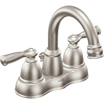 Picture of Moen WS84913SRN Moen Banbury Spot Resist Brushed Nickel Two Handle Centerset Bathroom Faucet with Drain Assembly, WS84913SRN (EA)