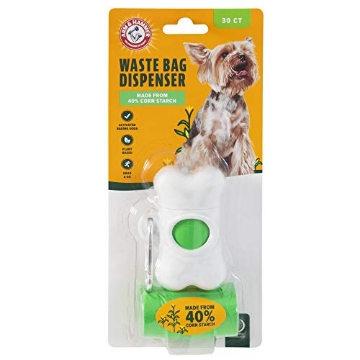 Picture of Arm & Hammer 71090 Arm & Hammer Dog Bone Shape Dog Poop Bag Dispenser With 30 Count Plant-Based Poop Bags With Activated Baking Soda; 9 x 14 Inches; White (EA)