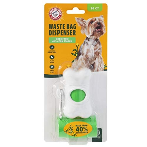 Picture of Arm & Hammer 71090 Arm & Hammer Dog Bone Shape Dog Poop Bag Dispenser With 30 Count Plant-Based Poop Bags With Activated Baking Soda; 9 x 14 Inches; White (EA)