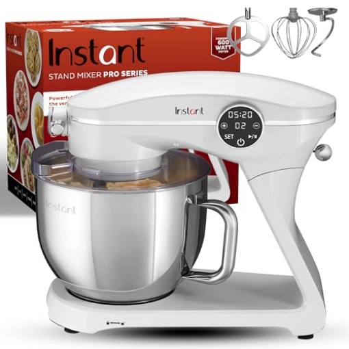 Picture of INSTANT 140-1560-01 Instant Pot Instant Stand Mixer Pro,600W 10-Speed Electric Mixer with Digital Interface,7.4-Qt Stainless Steel Bowl,Dishwasher Safe Whisk,Dough Hook and Mixing Paddle,Pearl (EA)