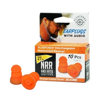 Picture of INNATE DEVICES PRP-SO10 Plugfones Replacement Earplugs - 27 dB NRR Certified ComfortTiered Silicone Tips for In-Ear Earplug Earbuds - Compatible with Plugfones - Noise-Reducing, Comfortable & Durable - 5 Pairs/10-Pack Orange (EA)