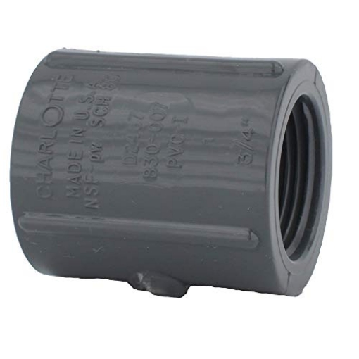 Picture of CHARLOTTE PIPE PVC 08102 1200 CHARLOTTE PIPE 3/4 PVC SCH 80 COUPLING FPTXFPT PRESSURE (1 Unit Piece) (EA)