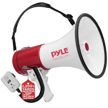 Picture of PYLE(R) HEALTH PMP52BT Pyle Portable Megaphone Speaker PA Bullhorn-Built-in Siren, 50W Adjustable Volume Control &1200 Yard Range-Ideal for Any Outdoor Sports, Cheerleading Fans & Coaches or for Safety Drills - PMP52BT (EA)