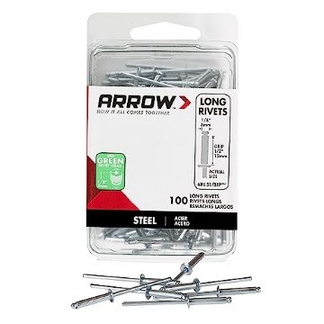 Picture of ARROW FASTENER CO LLC RSL1/8IP Arrow RLS1/8IP Long Steel 1/8-Inch Pop Rivets for Metal, Fabric, Leather, and Auto Repair, 100-Pack (EA)